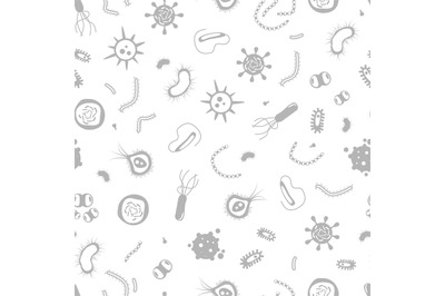Microbes pattern. Bacteria and viruses biology pandemic vector monochr