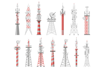 Wireless towers. Telecommunication network tower. Mobile and radio air