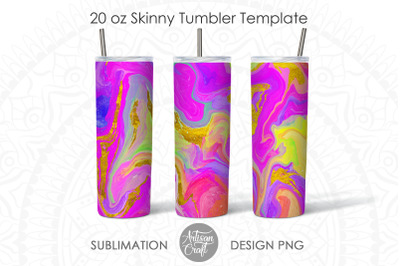 20 oz skinny tumbler design, multicolor marble