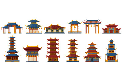 Chinese traditional buildings. Asian traditional buildings, pagoda gat