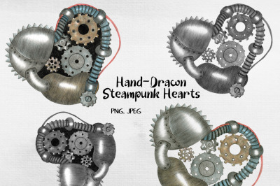 Hand-drawn Steampunk Heart PNG