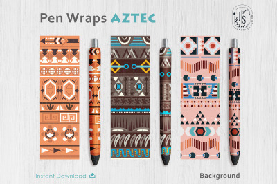 Aztec Pen Wraps PNG File Set, Pen Wrap