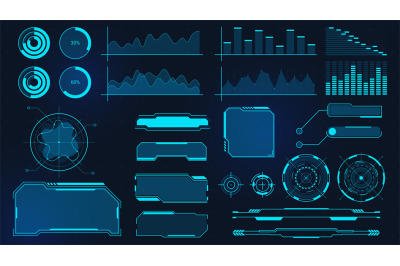 Cyberpunk graphs. Futuristic digital charts, bars, diagrams and frames