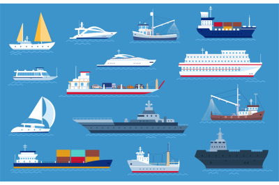 Sea boats. Fishing and cargo ships&2C; yacht&2C; shipping boat&2C; cruise ocean