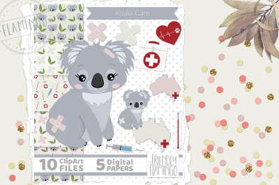 Koala Hospital Clipart Paper Set