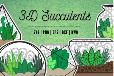 3D Succulents SVG Bundle