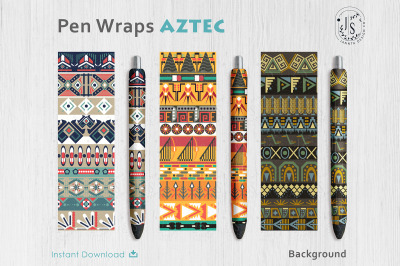 Aztec Pen Wraps PNG File Set, Pen Wrap