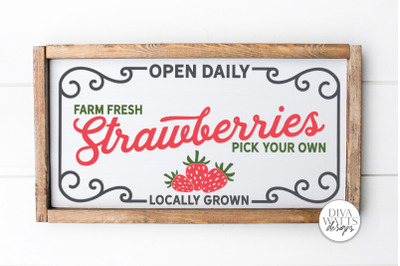 Farm Fresh Strawberries SVG | Farmhouse Summer Sign | DXF and more