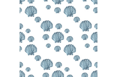 Seashells watercolor seamless pattern. Watercolor seashells. Sea ocean