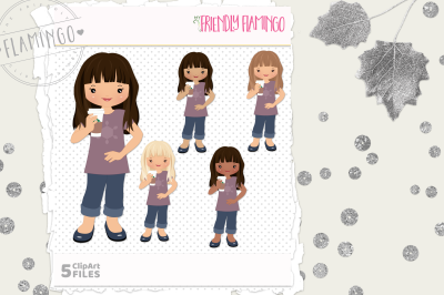 Casual Coffee Girl Clipart