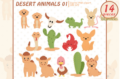DESERT ANIMALS clipart, Cute wild animals