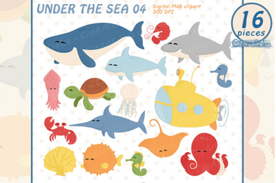 Cute SEA ANIMALS clipart, Under the sea clip art, Animal friends