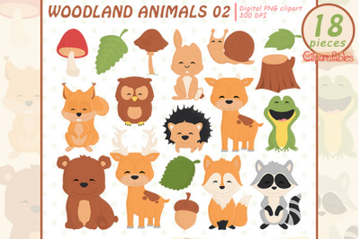 WOODLAND animals clipart&2C; Cute FOREST ANIMALS
