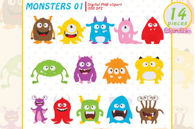 Cute MONSTERS clipart, Weird Creature, Creepy aliens