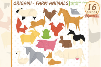 ORIGAMI ANIMALS clipart, Farm animals, Japanese origami