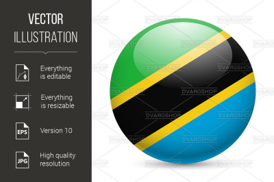 Round glossy icon of Tanzania