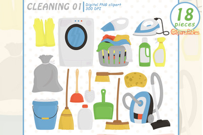 CLEANING clipart, INSTANT download, Digital spring cleaning clip art