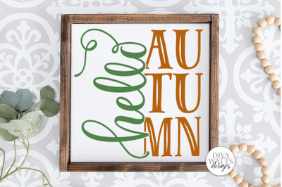 Hello Autumn SVG | Farmhouse Fall Sign | DXF and more