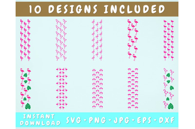 10 Flamingo Pen Wrap SVG Bundle, Flamingo Glitter Pen Wraps