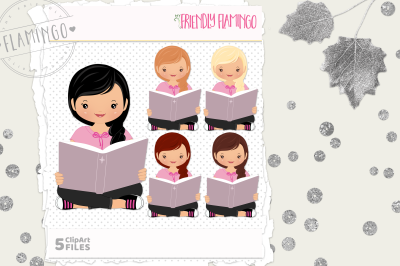 Story Time Girl Clipart