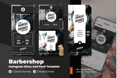 Barbershop Instagram Story and Feed Social Media Template