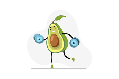 Healthy weightlifting avocado, vector exercise in gym