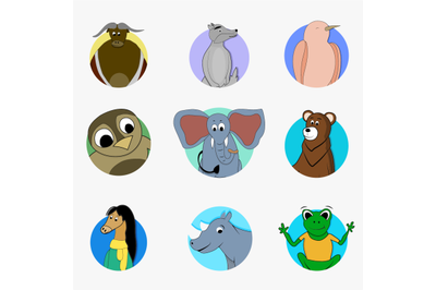 Sticker funny avatar mascot, songbird and owl, bear