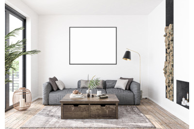 Interior scene artwork background frame mockup