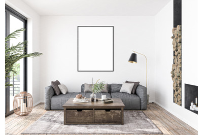 Interior scene artwork background frame mockup