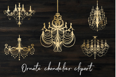 Gold chandelier clipart