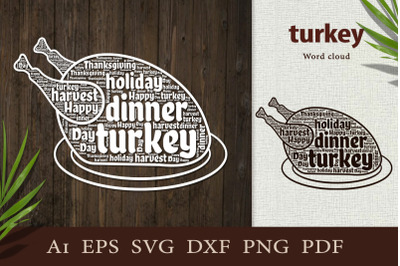 Thanksgiving turkey. Word Cloud Craft.