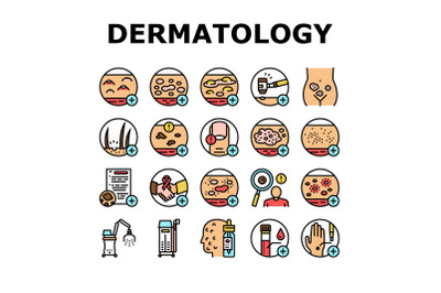 Dermatology Problem Collection Icons Set Vector