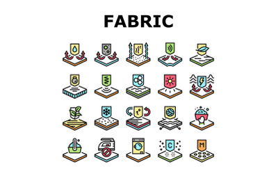 Fabrics Properties Collection Icons Set Vector