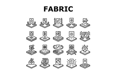 Fabrics Properties Collection Icons Set Vector