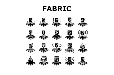 Fabrics Properties Collection Icons Set Vector