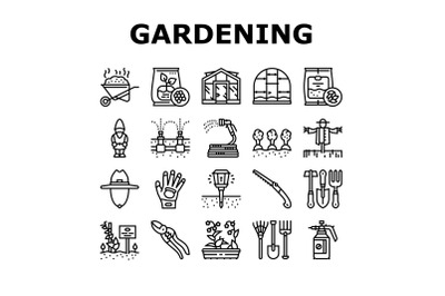 Gardening Equipment Collection Icons Set Vector