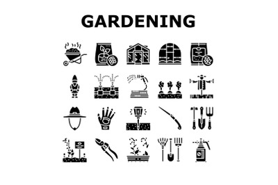 Gardening Equipment Collection Icons Set Vector