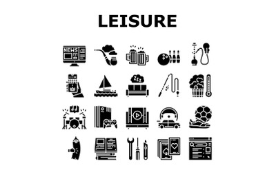 Mens Leisure Time Collection Icons Set Vector