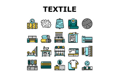 Textile Production Collection Icons Set Vector