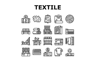 Textile Production Collection Icons Set Vector