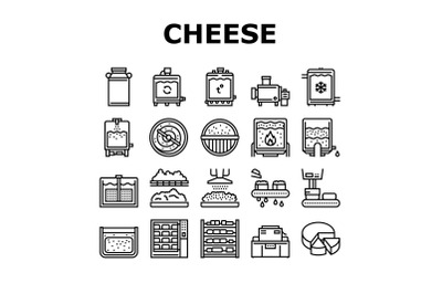 Cheese Production Collection Icons Set Vector