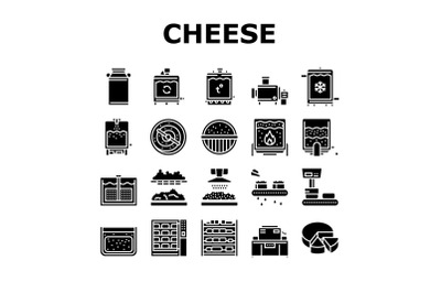 Cheese Production Collection Icons Set Vector