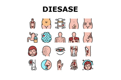 Disease Health Problem Collection Icons Set Vector