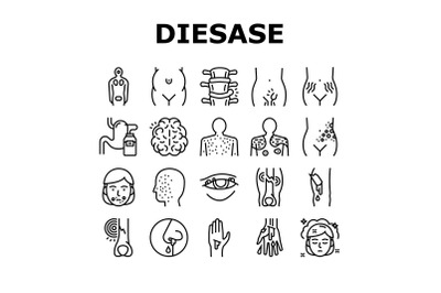 Disease Health Problem Collection Icons Set Vector