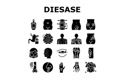 Disease Health Problem Collection Icons Set Vector