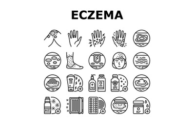 Eczema Disease Treat Collection Icons Set Vector