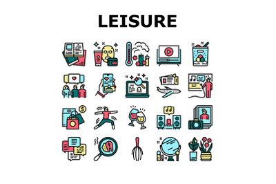 Womens Leisure Time Collection Icons Set Vector