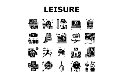 Womens Leisure Time Collection Icons Set Vector