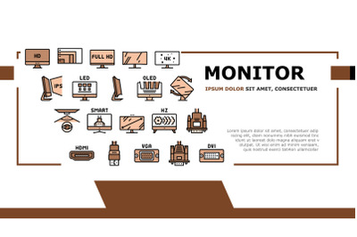 Computer Pc Monitor Landing Header Vector