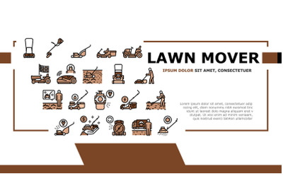 Lawn Mower Equipment Landing Header Vector